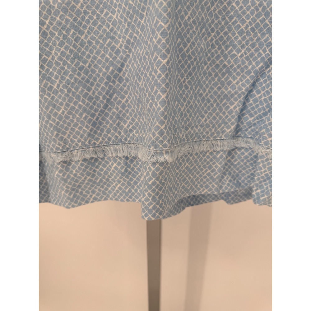 Tommy Bahama Womens Blue White Lattice Linen Fringe V-Neck Shift Dress Large - Picture 4 of 7